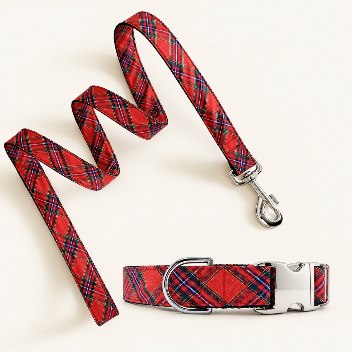 Royal tartan dog collar with matching leash by SIRKAWS