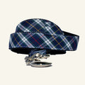 Navy dress tartan dog leash, 1.20 m, with swivelling metal snap hook